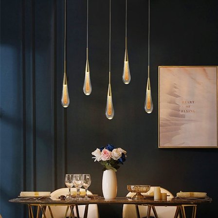 Vattendroppar Crystal Long Line LED Hänglampa TRE HUVUD Three heads