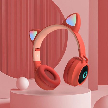 Bt-028c Over-ear Headphone Cat Ear With Colorful Led Wireless Full Cover Headset