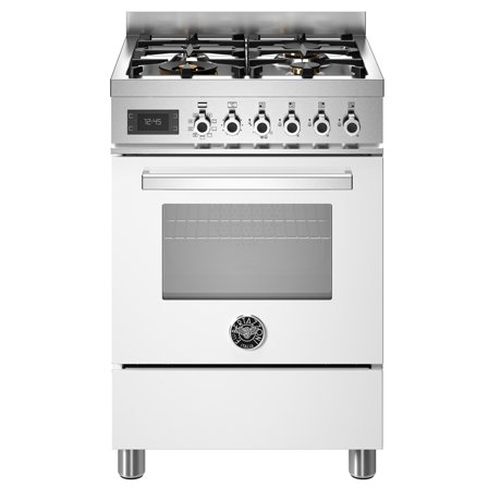 Bertazzoni PRO64L1EBIT Professional Gasskomfyr med ovn 60 cm, Hvit' - 'Hvit, ral 9003, blank