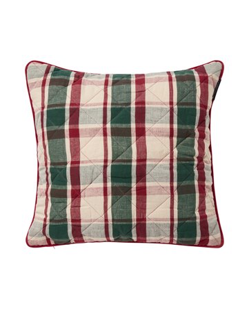 Lexington Gesteppter Karierter Leinen/Baumwoll-Kissenbezug