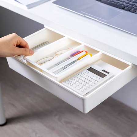 Låda under hylla, dold plastförvaringslåda organiser organiser glidande ut under skåp organiser