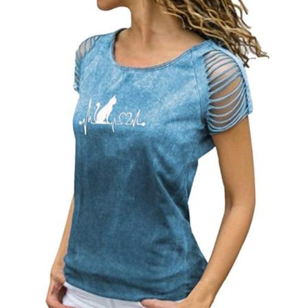 Kortärmad T-shirt Dam Med Rund Hals