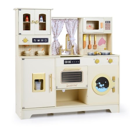 Trälekkök för barn med spis, diskho och kaffebryggare
