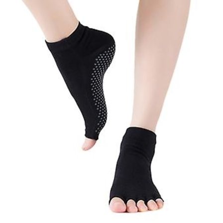 Naisten Jooga Sukat Pilates Barre Tanssi Baletti Liukumattomat Varpaattomat Puolivarvassukat (Musta)