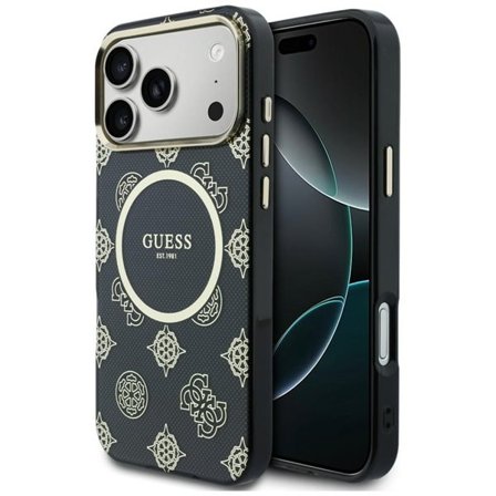 Guess IML Peony Dot MagSafe-fodral för iPhone 17 Pro Max - Svart