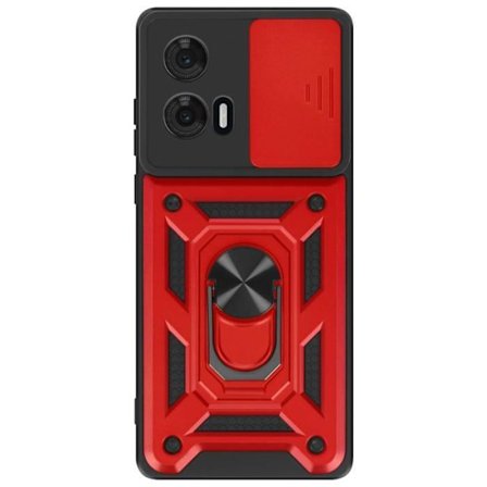 Fodral för Motorola Edge 50 Fusion - Mayaxess - Röd - Stötabsorberande - Glidande kameralock - Magnetiskt stativ