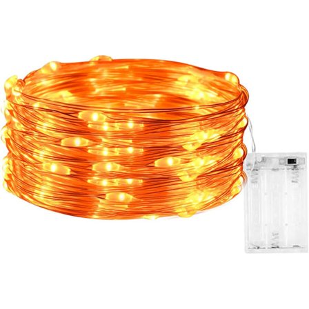 LED Fe Lys, 3M 30 LED Batteridrevne LED Lyskæder Vandtætte til Udendørs Have Indendørs Bryllupsfest Jul (Orange)