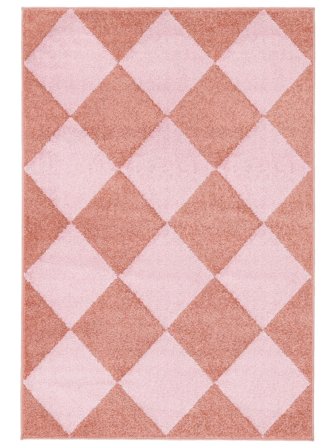 Washable Kids Rug Indoor/Outdoor Geometric Puzzle Light Pink/Pink Oeko-Tex