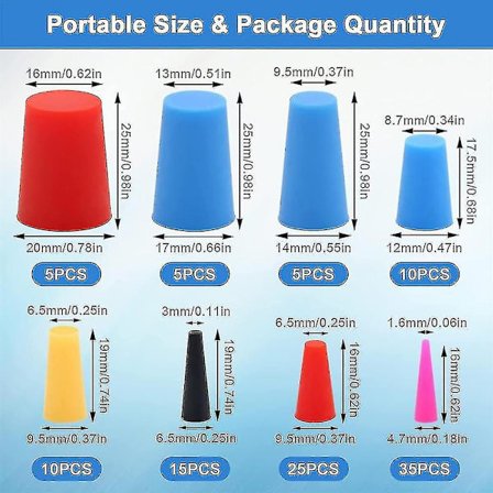 100 stk silikon gummi koniske plugger, høye temperaturbestandige gummistoppere for hullplugger, spr [LGL]