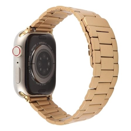 Metal Watch Band Apple Watch Series 49mm - 45mm - 44mm - 42mm Magneettinen kolmen helmen rannerengas - Kulta