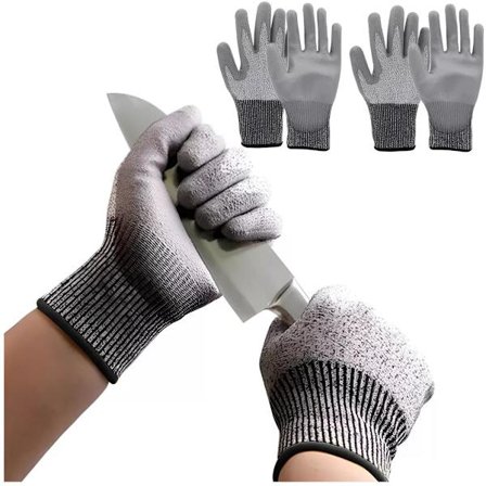 2 stk. skærebestandige handsker - Niveau 5 skærebestandige handsker - Arbejdssikkerhedshandsker - PU-belægning - Grå