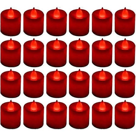 24 Pakk LED Te Lys Stearinlys - Flimrende Flammeløse Te Lys Stearinlys - Batteridrevet Elektroniske Kunststearinlys