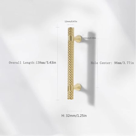 6-pak Guld Skabshåndtag, 96 mm Center Afstand, Zinklegering Skabshåndtag, Moderne Skuffehåndtag, Skabshåndtag til Soveværelse Badeværelse Skab Kommode