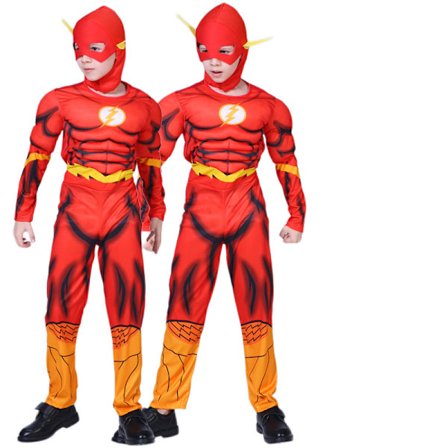 Halloween Muscle Costume Cosplay Hulk Costume for barn Avengers Anime Costume (Muscle Flash + Hodeplagg) M