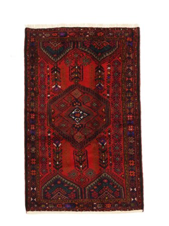 Noué À La Main Hamadan Tapis 127X198 De Laine Noir/Rouge Foncé Petit