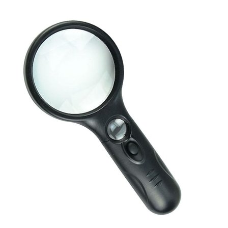 Förstoringsglas med belysning, 3x-45x förstoringsglas med LED-ljus, idealisk för läsning, smycken, hantverk, inspektion, vetenskap (svart)