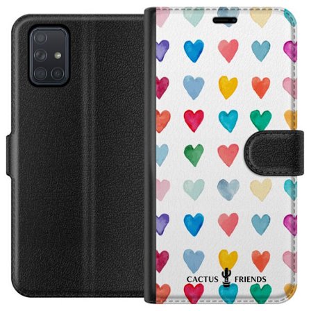 Yhteensopiva Lompakkokotelo Samsung Samsung Galaxy A71 Cactus and Friends - Watercolor Love Grid