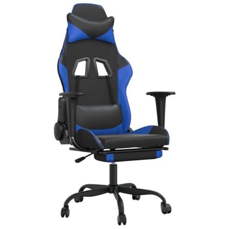 Vidaxl Gamingstol Med Massage Och Fotstöd Svart Och Blå Konstläd Blå