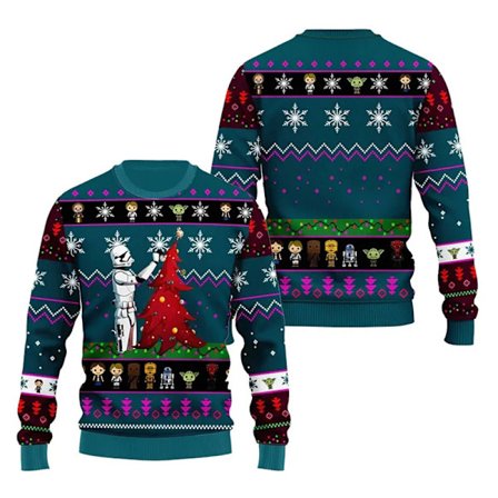 Santa Darth Vader Julete Stygg Genser Star Wars The Mandalorian Herre Pullover Klær Høst Vinter Dame Sweatshirt stil 6 style 6