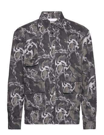 Camo Printed Utility Shirt Designers Overshirts Grey HAN Kjøbenhavn