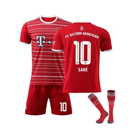 (Bayern München 22-23 Home Kit Sane No.10 fotbollströja 3-delade kit för barn Vuxna 22(130-135CM)