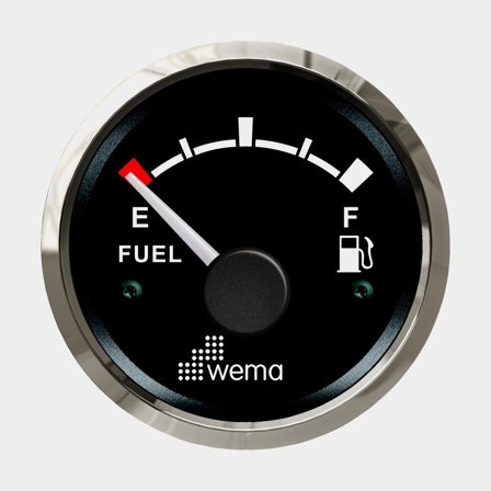 Bränsleinstrument 0-190 ohm svart Silverline