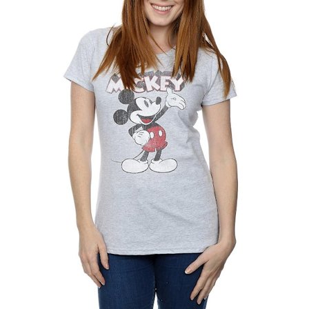 Disney Dam/Kvinnor Presenterar Mickey Mouse T-shirt XL Sports Grå