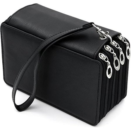 Farvet blyantæske i PU-læder med rum - Praktisk blyanttaske