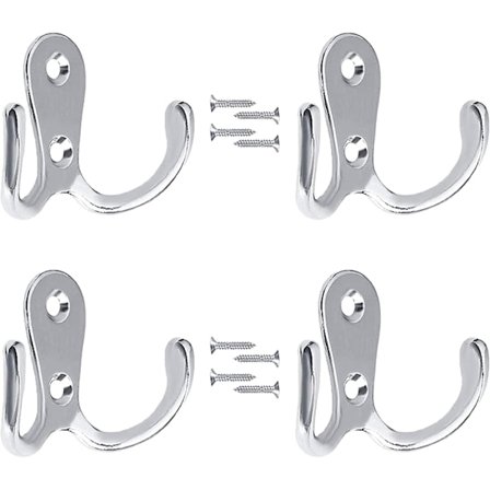 4-pakning dobbel krok, dobbel veggkroker for klesoppheng