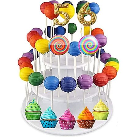 Lollipop-pidike 3 kerrosta 42 reikää Lollipop-näyttöteline Jälkiruoka Valkoinen Muovi Cake Pop -näyttöteline Koristeellinen jälkiruokatorni Tarjotin