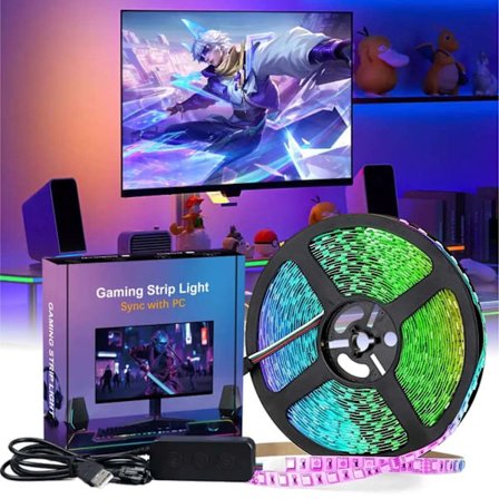 PC SYNC LED RGBIC Ljusslinga för Monitor Datorskärm Ambilight 24"