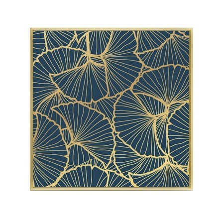 Dekorativt lærredskunst 52x52cm – Petrol og guld