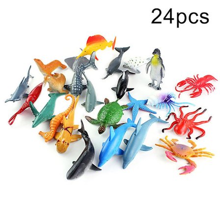 24 kpl realistisia mini merieläin valas hummeri hahmot opettavainen lasten lelu [D]