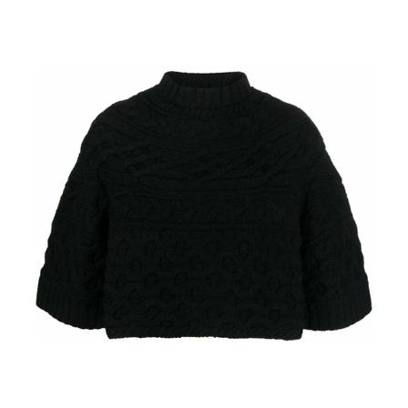 Sacai, Round-neck Knitwear Zwart, Dames, Maat:S