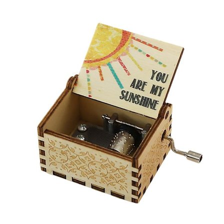 Musikdåse, fødselsdagsgave Antik indgraveret til børnelegetøj Håndbetjent jul, valentinsdag og Thanksgiving Day Black Friday (træfarve)