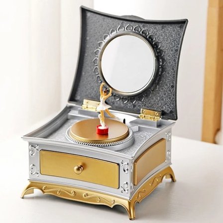 Makeup Spejl Smykkeskrin Musikboks Dansende Ballerina Æske Piger Musikboks Børn Musikalsk Legetøj Gave Musikboks Pink(FMY)