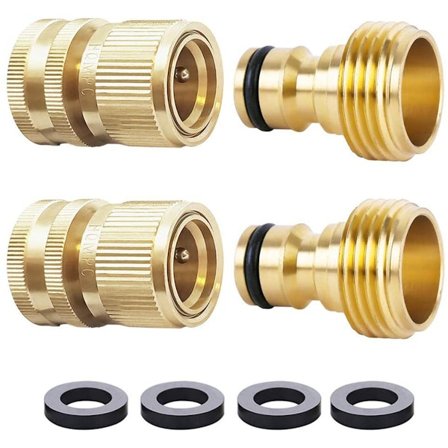 Par 2 i 1 3/4 tommer 2 i 1 messing haveslange hurtigkobling haveslange tilslutningssæt til køkkenhave udendørs