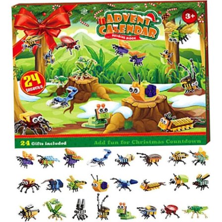 Adventskalender 2023 Julekalender Byggeklosser Dyr Barn Leke 24 Dager