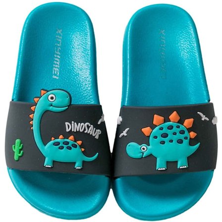 Drenge Piger Slide Sandaler Sød tegneserie dinosaur Børn Anti-Slip Strand Sommer Tøfler Brusebad Pool Sko (Indvendig længde 16 cm)