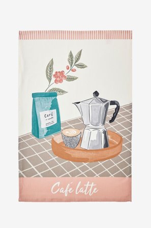 Coucke - Keittiöpyyhe Cafe Latte 50x76 - Valkoinen - Keittiöpyyhkeet - - Homeroom