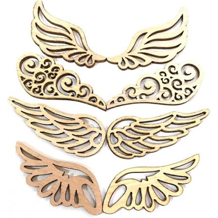80 stk DIY Trevinger Hule Engler Vinger Håndmalt Treutskjæringer
