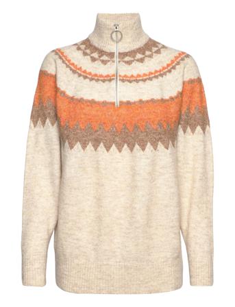 Vialva Zip L/S Jacquard Knit Top/Su Patterned Vila