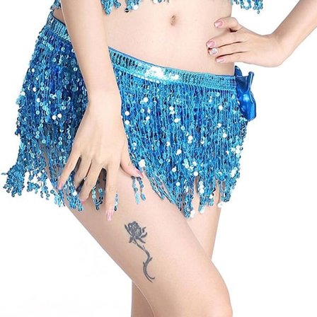 Mavedans hofte tørklæde til kvinder Performance Outfits nederdel himmelblå