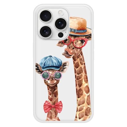 Siliconeförstärkt tryckt skal kompatibelt med Apple iPhone 16 Pro Rolig Giraff