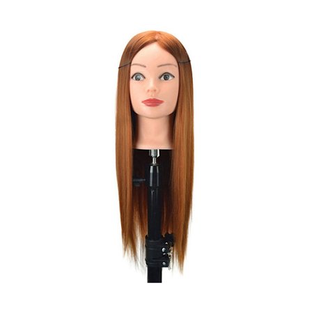 Salong Peruk Kvinna Huvud Skyltdocka Hår Öva Dressing Flätning Träningsverktyg-Gyllene Brun