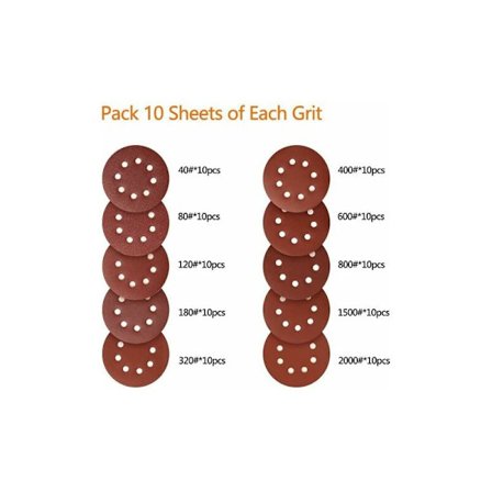 100 st slippappar, Spta sliprondeller 40/80/120/180/320/400/600