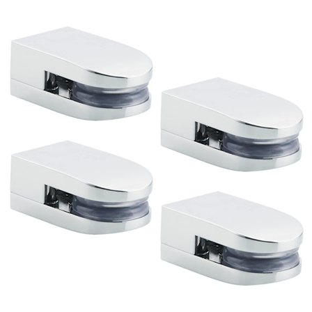 4 stk Glassklemmer Hyllebraketter Kompatibel med 5-10mm Tykk Glass, Justerbar Glassklemme D-Formet Flat Bakside Kompatibel med Glass