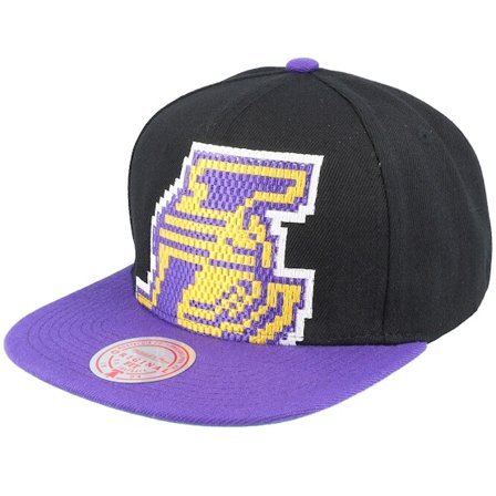 Mitchell & Ness - NBA - Black - snapback - Cap - Los Angeles Lakers 8 Bit Xl Black/Purple Snapback - Hatstore