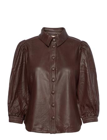 Idelekb Leather Shirt Brown Karen By Simonsen
