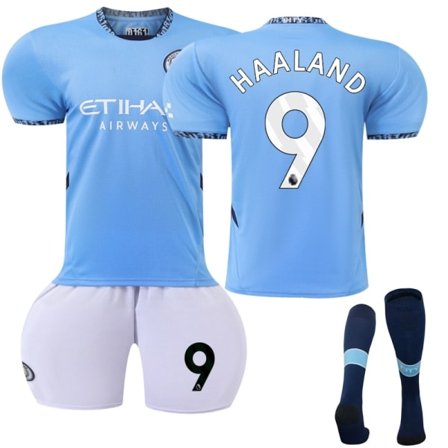 2024-2025 Manchester City Hjemme Barnfotballsett nr. 9 Haaland 20